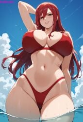 ai_generated bikini breasts erza_scarlet fairy_tail female female_pervert female_sub large_breasts long_hair nipples nude panties pervert pussy red_hair sex sex_invitation sexually_suggestive submission vaginal_penetration