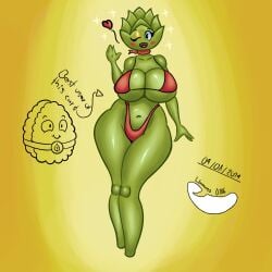 big_ass big_breasts bikini heartichoke_(pvz) lbanano0206 plant_girl plants_vs_zombies pvz_heroes