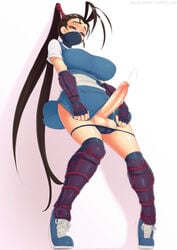 1futa balls balls_in_panties cleavage cum cumshot ejaculation erection futa_only futanari handsfree_ejaculation ibuki_(street_fighter) intersex kunoichi large_penis long_hair mask necrosmos panties penis penis_under_skirt solo street_fighter testicles