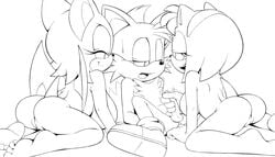 amy_rose anal anal_fingering anthro anus apostle ass balls bat big_breasts breasts canine erection female fingering fox group handjob hedgehog huge_breasts male mammal monochrome nude penis pussy rouge_the_bat sex sonic_(series) sonic_the_hedgehog_(series) tails