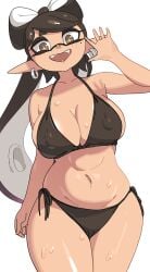 1girls bikini black_bikini black_hair breasts callie_(splatoon) female hips inkling large_breasts light-skinned_female light_skin long_hair nintendo splatoon splatoon_(series) tentacle_hair thick_thighs thighs wide_hips yuta_agc