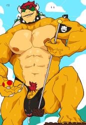 2024 abs anthro areola armpit_hair barazoku bent_leg biceps big_bulge big_muscles big_penis bodily_fluids body_hair bowser bowser_day bulge castle claws clothed clothing cloud collar crawdunk64 day eyebrows flagpole fungus genital_fluids genitals hair hi_res horn huge_bulge huge_cock huge_muscles koopa looking_at_viewer macro male male_only mario_(series) muscular muscular_anthro muscular_male mushroom narrowed_eyes navel nintendo nipples outside pecs penis penis_base power-up precum precum_through_clothing precum_through_underwear scalie shell smile smirk solo spiked_collar spiked_shell spikes spikes_(anatomy) standing thong thong_only topless topless_anthro topless_male underwear underwear_only wet wet_clothing