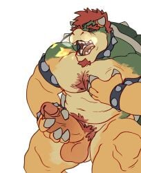 2024 abs absurd_res anthro armband balls barazoku beard biceps big_balls big_muscles big_penis body_hair bowser bracelet breath chest_hair citrine_lion claws collar erection eye_roll eyebrows facial_hair genitals glans hair hand_on_chest hand_on_pecs hi_res horn humanoid_genitalia humanoid_penis jewelry koopa looking_pleasured male male_only mario_(series) masturbation muscular muscular_anthro muscular_male narrowed_eyes navel nintendo nipples non-mammal_balls non-mammal_nipples nude open_mouth pec_grab pecs penile penile_masturbation penis pubes scalie shell simple_background solo spiked_armband spiked_bracelet spiked_collar spiked_shell spikes spikes_(anatomy) standing super_mario_bros. teeth tongue urethra white_background