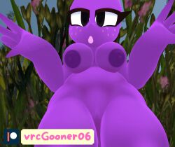 large_breasts pikmin pikmin_(species) pink_pikmin shortstack smaller_male vrcgooner06 vrchat