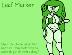 bikini blushing_at_viewer female find_the_markers green_body green_hair justmad9876 leaf leaf_marker leafy_(bfdi) light_green_skin object_show object_shows thick_thighs