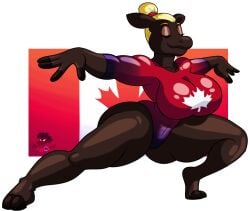 2022 2024 5_fingers absurd_res alpha_channel anthro artist_logo artist_name ass background balancing barefoot big_ass big_breasts big_butt blonde_hair blu3danny border both_eyes_closed breasts brown_body brown_fur butt_from_the_front calm canada canadian_flag closed_eyes clothed clothing collaboration darkmoontoons deer deer_ears deer_girl deer_humanoid digital_drawing_(artwork) digital_media_(artwork) feet female female_only fingers fur furry furry_only gymnastics hair hair_bun hi_res hooves humanoid_fingers katie_maple_(darkmoontoons) leotard moose moose_ears new_world_deer signature smile solo solo_focus spread_legs tansau thick_thighs transparent_background transparent_border yellow_hair