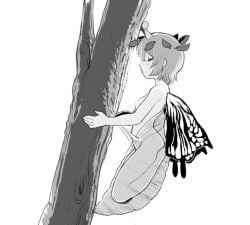 butterfly_girl butterfly_wings cocoon eternity_larva hatching insect_girl insect_wings nude nude_female sleeping small_breasts touhou