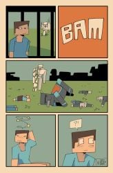 2boys better_version_at_source bottomless comic iron_golem_(minecraft) male minecraft nude skyafterdark steve_(minecraft) tagme twitter_sample