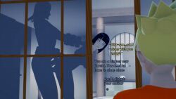 2d animated cheating cheating_wife dialogue eggys english_text gif hyuuga_hinata large_breasts naruto netorare nipples raikage silhouette silhouette_sex standing_sex text uzumaki_boruto