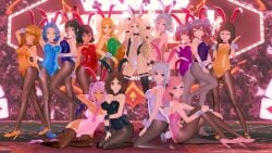 14girls 6+girls black_hair blonde_hair blue_hair brown_hair bunny_girl bunnysuit chiebukuro_setsuka danganronpa danganronpa_another fanganronpa hatano_ayame high_heels inori_kanata iranami_satsuki kabuya_yoruko kurokawa_mikako large_breasts light-skinned_female magorobi_emma maki_kiyoka medium_breasts multicolored_hair multiple_girls new_year_2023 nijiue_iroha otonokoji_hibiki otonokoji_kanade pink_hair posing posing_for_the_viewer sdra2 small_breasts sora_(super_danganronpa_another_2) super_danganronpa_another_2 taira_akane take_your_pick thighhighs thighs tights tomori_kizuna white_hair