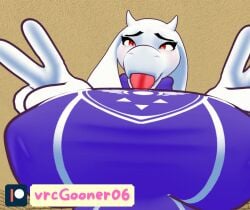 ahe_gao anthro big_breasts caprine furry goat huge_breasts large_breasts peace_sign solo_female toriel undertale vrcgooner06 vrchat