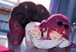 1girls ai_generated ass ass_bigger_than_head ass_focus ass_up bottom_heavy classroom eyewear_on_head female female_focus female_only heart hi_res honkai:_star_rail huge_ass huge_breasts huge_butt huge_thighs imminent_anal imminent_fellatio imminent_oral imminent_penetration imminent_sex indoors kafka_(honkai:_star_rail) large_ass large_breasts large_butt large_thighs looking_at_viewer miyuai nai_diffusion paag pawg school solo solo_female solo_focus stable_diffusion teacher thiccwithaq_(ai_style) thick thick_ass thick_butt thick_hips thick_legs thick_thighs top-down_bottom-up voluptuous voluptuous_female wide_hips