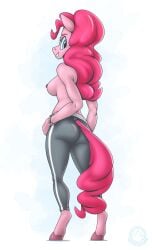 1girls anthro biped blue_eyes breasts earth_pony equid equine female female_only friendship_is_magic furry hasbro hooves horse long_hair looking_back mammal my_little_pony mysticalpha nipples pink_hair pinkie_pie_(mlp) pony smile solo tail
