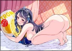 ass_up awayuki_kokorone bed breasts crown drunk feet full_body fully_nude hamashima_shigeo nude nude_female on_knees pillow tagme uncensored virtual_youtuber vtuber_nanda_ga_haishin_kiri_wasuretara_densetsu_ni_natteta