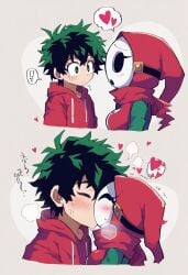 ai_generated blush boku_no_hero_academia couple couple_(romantic) dreson izuku_midoriya kiss_on_lips kissing love lovers male/female mario_(series) my_hero_academia no_sex shy_gal