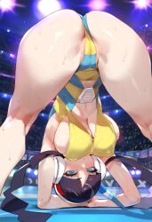 1girls ai_generated breasts elesa_(pokemon) female female_focus female_only partially_clothed pokemon pokemon_bw pokemon_bw2 pussy_peek solo solo_focus teasing_viewer vagina