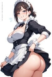 ai_generated anime_character big_ass big_breasts chainsaw_man cleavage commentary english eye_contact female flirting flirting_with_viewer girl hi_res higashiyama_kobeni high_resolution highres inviting inviting_to_sex kobeni kobeni_higashiyama looking_at_viewer maid maid_apron maid_headdress maid_outfit maid_uniform owaowavr parody patreon_username presenting presenting_ass presenting_hindquarters simple_background simple_coloring smile solo_female solo_focus stripping tagme thighs undressing white_background