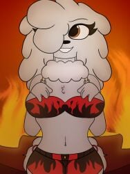 fire furry furry_female furry_only harley_hound_(masterjpal7) harley_hound_(neonsuperstar) poodle red_room rizzmodeus_(artist)