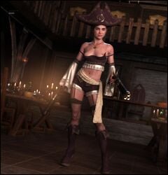 3d athletic athletic_female blue_eyes brown_hair colmarq cosplay costume ellie_(the_last_of_us) ellie_williams female female_focus female_only naughty_dog pirate skimpy skimpy_clothes slim_waist tagme tattoo the_last_of_us the_last_of_us_2