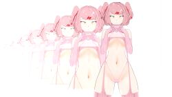 1girls 3d bare_shoulders doki_doki_literature_club female female_only human kaoskatsu koikatsu koikatsu_(medium) natsuki_(doki_doki_literature_club) navel pink_hair solo yellow_eyes