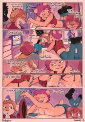 2boys 2girls ass comic comic_page english_text female funkybun male page_3 page_number tagme tanline undressing