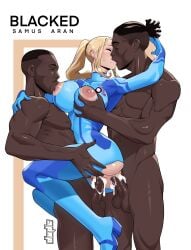 1girls 2boys anal anal_sex anus beauty_mark bimbo blacked blonde_hair bodysuit breast_grab breast_sucking breasts breasts_out clothed_sex clothing_cutout commission commissioner_upload cum cum_in_ass cum_in_pussy cum_inside cum_overflow dark-skinned_male deep_skin double_penetration dude-doodle-do female_human glossy_lips grabbing_from_behind group_sex high_heels human human_male interracial kissing kissing_while_penetrated large_breasts light-skinned_female lipstick metroid mmf_threesome nintendo nipples passionate penis ponytail pussy raceplay samus_aran sex slim_waist standing_sex sucking_nipples sweat thick_thighs threesome torn_bodysuit torn_clothes vaginal_penetration variant variant_set wide_hips zero_suit zero_suit_samus