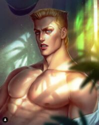 1adult adult_only battle_tendency blonde_hair blue_eyes digital_art human_artist jojo's_bizarre_adventure looking_at_viewer mizuki_katsu mizuki_katsu_(artist) muscular muscular_male no_ai rudolph_von_stroheim solo solo_focus solo_male undressing