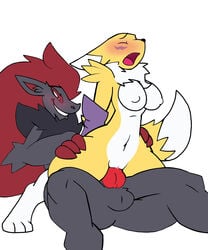 1boy 1girls anal anthro armwear balls blush canine claws closed_eyes crossover digimon female female_anthro female_penetrated femsub fluffy fox fur furry furry_only grey_fur hair johnithanial knot male male/female male_penetrating male_penetrating_female male_pokemon male_pokemon/female_anthro male_zoroark maledom mammal naked nintendo nude pokémon_(species) pokemon pokemon_(species) pussy renamon sex tail vaginal_penetration video_games zoroark