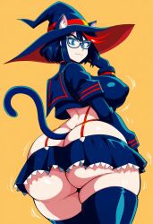 1female 1girls :3 ai_generated animal_ears ass_cleavage butt_crack cat_ears catgirl dan16369336 female female_only kill_la_kill matoi_ryuuko milf novelai sole_female studio_trigger tagme twitter_link witch_hat