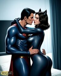 1boy1girl ai_generated antiheroine ass big_ass big_butt catwoman cheating cheating_husband clark_kent dc dc_comics light-skinned_male light_skin selina_kyle straight straight_hair superhero superman thief tight_clothes tight_clothing wide_hips