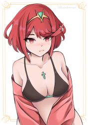 breasts core_crystal female female_only mourderousx nintendo pyra red_eyes red_hair short_hair solo tagme xenoblade_(series) xenoblade_chronicles_2