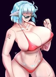 1girls autonomous_android_mk.2_(guardian_tales) female female_only guardian_tales large_breasts looking_over_eyewear looking_over_sunglasses micro_bikini mk.2_(guardian_tales) robot robot_girl sunglasses tinted_eyewear