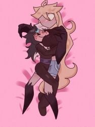 big_breasts blush face_on_breast fen_(kaaatie) fundamental_paper_education hugging_partner kaaatie laying_together looking_at_partner m_meow machine_girl_(kaaatie) pinterest xister_(kaaatie)