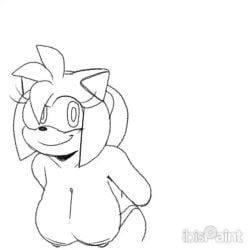 1girls amy_rose animated arms_behind_back big_breasts breasts female furry large_breasts meowwabae panties sega sketch sonic_(series) topless topless_female