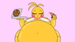 afemaleclone animated animatronic animatronic_female beakless chicken chicken_girl eating eating_pizza fat fat_female female five_nights_at_freddy's five_nights_at_freddy's_2 fnaf gif obese obese_female overweight overweight_female phasianid pizza robot robot_girl scottgames solo toy_chica_(fnaf) yellow yellow_skin
