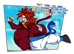 1boy ambiguous_gender ambiguous_prey anal_vore ass backsack balls big_ass big_butt blue_eyes butt casual casual_pred dotflow dragon_ball dragon_ball_(object) dragon_ball_gt fat_ass fat_butt fusion fusion_character fusion_pred gogeta huge_ass huge_butt implied_anal_vore implied_digestion looking_back male male_pred monkey_boy prey_bulge red_hair saiyan saiyan_pred shounen_jump super_saiyan_4 tail taunting text thick_ass thick_butt tricked tricked_prey vore vore_belly wink