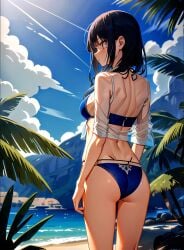 1girls adult ai_generated artist_request black_hair breasts character_request clouds female female_only from_behind human long_hair ocean outdoors outside palm_tree see-through see-through_clothing see-through_shirt shore solo source_request standing swimsuit tagme transparent_clothing two-piece_swimsuit