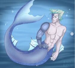 1boy adult_only alexblacklight alexblacklight_(artist) battle_tendency cyborg digital_art human_artist jojo's_bizarre_adventure male male_focus male_only merfolk merman no_ai rudolph_von_stroheim solo solo_focus solo_male