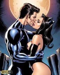 1boy1girl ai_generated antiheroine ass big_ass big_butt catwoman cheating cheating_husband crossover dc dc_comics fantastic_four kissing light-skinned_male light_skin marvel marvel_comics mr_fantastic reed_richards selina_kyle straight straight_hair superhero thief tight_clothes tight_clothing voluptuous voluptuous_female wide_hips