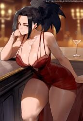 ai_assisted ai_generated bedroom_eyes big_breasts cleavage earrings erotic_nansensu momo_yaoyorozu my_hero_academia panties pantyshot seducing seductive teenager thick_thighs