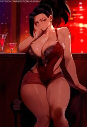 ai_assisted ai_generated bedroom_eyes big_breasts earrings erotic_nansensu momo_yaoyorozu my_hero_academia panties seducing seductive teenager thick_thighs