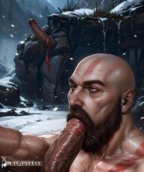 ai_generated aimuscles bald bald_man bara beard blowjob blowjob_face facial_hair fat_penis gay_sex god god_of_war huge_cock kratos large_penis looking_at_partner male/male male_only massive_penis muscular muscular_arms muscular_male nature nature_background oral oral_penetration oral_sex outdoor_nudity outdoor_sex outdoors public public_indecency public_sex selfcest snow snowy_background sucking_penis swallowing warrior yaoi