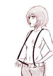 black_hair bleach kuchiki_rukia pant short_hair sketch solo