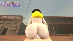 1boy 1girls 3d 3d_(artwork) ass butt cowgirl cowgirl_hat cum female female_focus male mario_(series) nintendo penis princess_peach source_filmmaker superstreamteam tagme