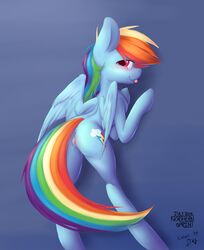 anus ass clitoris cutie_mark equine female friendship_is_magic hair looking_back mammal multicolored_hair my_little_pony northernsprint pegasus pussy pussy_juice rainbow_dash_(mlp) smile solo straight_hair tongue tongue_out wings