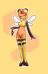 arthropod bee bottomless clothed clothing female footwear high_heels insects legwear lin_(nekuzx) nekuzx nintendo panties pokemon stockings underwear vespiquen video_games