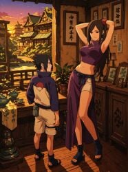 1boy 1girls ai_generated cheating_girlfriend echoanomaly imminent_sex naruto naruto_(series) sasuke_uchiha seductive uchiha_izumi
