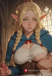 1girl 1girls ai_generated beautiful blonde_hair blush booty breast_sucking breasts busty cassypics curvy cute dungeon_meshi elf elf_ears elf_female elf_girl erotic fanart female fit fit_body fit_female green_eyes hair_ornament handjob heavy_blush high_quality highres hot hourglass_figure jerking jerking_off jerkingoff jerkingoff_another long_eyelashes marcille_donato mommy naked navel nude parted_lips patreon petite puffy_lips puffy_nipples round_ass round_breasts round_butt sexy slim slim_female slim_girl slim_waist stomach thick thick_ass thick_legs thick_thighs waifu wet wet_body wide_hips