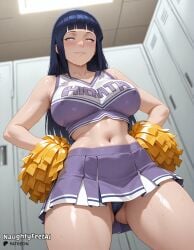 1girl ai ai-created ai_generated ass ass_focus bangs big_ass big_breasts big_nipples blue_hair blue_panties blunt blunt_bangs blushing breasts bubble_butt cheerleader cheerleader_uniform cleavage collarbone curvaceous curvy curvy_female curvy_figure dynamic_angle erect_nipples from_front half_lidded_eyes hands_on_hips hinata_hyuuga hips holding_pom_poms huge_ass huge_breasts hyuuga_hinata large_breasts legs legs_spread lidded_eyes locker locker_room lockers long_hair midriff narrowed_eyes naruto naruto_(series) naruto_shippuden naughtyfeetai navel nipple_outline nipples no_pupils panties pom_poms pubic_hair puffy_nipples purple_shirt purple_skirt room seductive seductive_smile sexy shirt skirt sleeveless slim_waist smile smooth_skin solo standing sweating sweating_profusely thick_ass thick_thighs thighs thin_waist uniform white_eyes wide_hips