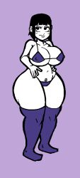 1girls background big_ass black_hair full_body huge_breasts huge_thighs purple_background semi_nude tagme vella_wilde yiik:_a_postmodern_rpg ykujo